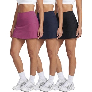 image:image3 Pack Womens Tiered Skorts Skirts Built in Shorts Pockets Tennis GolfSet 5