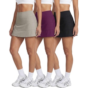 image:image3 Pack Womens Tiered Skorts Skirts Built in Shorts Pockets Tennis GolfSet 6