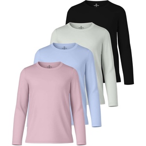 image:image4 Pack Girls Dry Fit Long Sleeve Shirts Athletic Activewear Teens Tops TeeSet 1