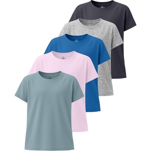 image:image5 Pack Girls Dry Fit Short Sleeve T Shirts Athletic Crew Neck Tween TeensSet 1