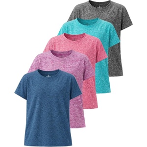image:image5 Pack Girls Dry Fit Short Sleeve T Shirts Athletic Crew Neck Tween TeensSet 2