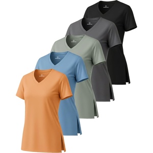 image:image5 Pack Womens Dry Fit V Neck T Shirts Workout Athletic Gym Yoga Basic TopsSet 2