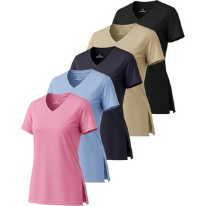 image:image5 Pack Womens Dry Fit V Neck T Shirts Workout Athletic Gym Yoga Basic TopsSet 5