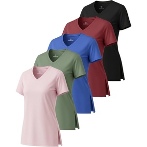 image:image5 Pack Womens Dry Fit V Neck T Shirts Workout Athletic Gym Yoga Basic TopsSet 6