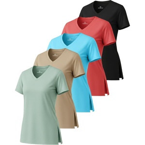 image:image5 Pack Womens Dry Fit V Neck T Shirts Workout Athletic Gym Yoga Basic TopsSet 7