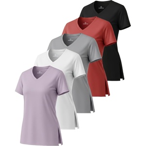 image:image5 Pack Womens Dry Fit V Neck T Shirts Workout Athletic Gym Yoga Basic TopsSet 8