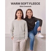 image:image3 Pack Girls Fleece Crewneck Sweatshirts Sweaters Kids Teens Pullover TopsSolid Black  Solid Chocolate Torte  Solid Moonbeam