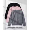 image:image3 Pack Girls Fleece Crewneck Sweatshirts Sweaters Kids Teens Pullover TopsSolid Black  Solid Dove  Solid Copen Blue