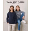 image:image3 Pack Girls Fleece Crewneck Sweatshirts Sweaters Kids Teens Pullover TopsSolid Black  Solid Navy Blazer  Solid Quiet Shade