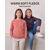 image:image3 Pack Girls Fleece Crewneck Sweatshirts Sweaters Kids Teens Pullover TopsSolid Black  Solid Plum Perfect  Solid Lantana