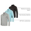 image:image3 Pack Mens Mesh Quarter Zip Pullover Shirts Long Sleeve Dry Fit Golf GymSet 5
