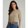 image:image4 Pack Womens Cotton Crop Tops Long Sleeve Cropped Tshirts Crew Neck TeesSet 1