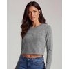 image:image4 Pack Womens Cotton Crop Tops Long Sleeve Cropped Tshirts Crew Neck TeesSet 10
