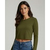 image:image4 Pack Womens Cotton Crop Tops Long Sleeve Cropped Tshirts Crew Neck TeesSet 8