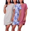 image:image3 Pack Womens Nightgowns Short Sleeve Sleep Shirts Nightshirt Pajama DressSet B