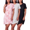 image:image3 Pack Womens Nightgowns Short Sleeve Sleep Shirts Nightshirt Pajama DressSet C