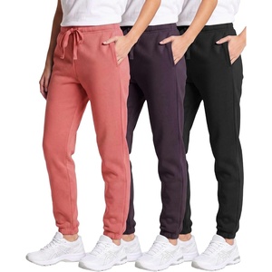 image:image3 Pack Girls Cotton Fleece Joggers Sweatpants Kids Teens Pants SweatsSolid Black  Solid Plum Perfect  Solid Lantana