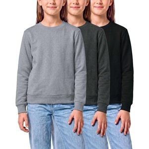 image:image3 Pack Girls Fleece Crewneck Sweatshirts Sweaters Kids Teens Pullover TopsSolid Black  Charcoal Heather  Grey Heather