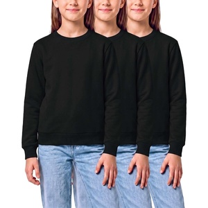 image:image3 Pack Girls Fleece Crewneck Sweatshirts Sweaters Kids Teens Pullover TopsSolid Black  Solid Black  Solid Black
