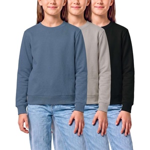 image:image3 Pack Girls Fleece Crewneck Sweatshirts Sweaters Kids Teens Pullover TopsSolid Black  Solid Dove  Solid Copen Blue