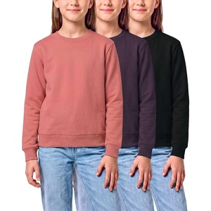image:image3 Pack Girls Fleece Crewneck Sweatshirts Sweaters Kids Teens Pullover TopsSolid Black  Solid Plum Perfect  Solid Lantana