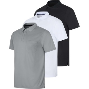 image:image3 Pack Mens Dry Fit Pocket Polo Shirts Short Sleeve Athletic Golf CollaredSet 10
