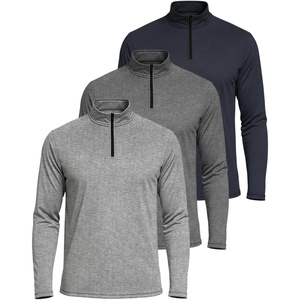 image:image3 Pack Mens Dry Fit Quarter Zip Long Sleeve Athletic Workout Golf ShirtsSet B