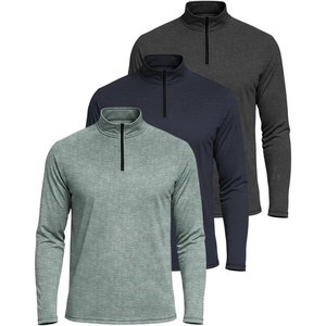image:image3 Pack Mens Dry Fit Quarter Zip Long Sleeve Athletic Workout Golf ShirtsSet E