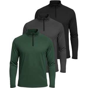 image:image3 Pack Mens Dry Fit Quarter Zip Long Sleeve Athletic Workout Golf ShirtsSet H