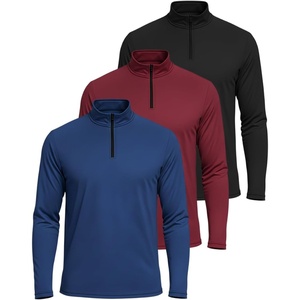 image:image3 Pack Mens Dry Fit Quarter Zip Long Sleeve Athletic Workout Golf ShirtsSet I