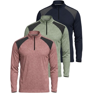 image:image3 Pack Mens Dry Fit Quarter Zip Long Sleeve Athletic Workout Golf ShirtsSet J