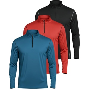 image:image3 Pack Mens Dry Fit Quarter Zip Long Sleeve Athletic Workout Golf ShirtsSet K