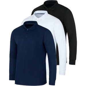 image:image3 Pack Mens Long Sleeve Polo Shirts Dry Fit Golf Work Casual Collared TopsSet 3