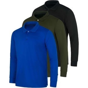 image:image3 Pack Mens Long Sleeve Polo Shirts Dry Fit Golf Work Casual Collared TopsSet 7