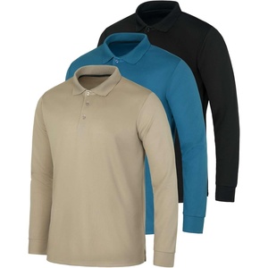 image:image3 Pack Mens Long Sleeve Polo Shirts Dry Fit Golf Work Casual Collared TopsSet 8