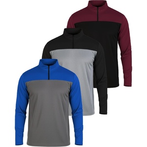 image:image3 Pack Mens Mesh Quarter Zip Pullover Shirts Long Sleeve Dry Fit Golf GymSet 1