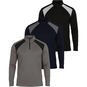 image:image3 Pack Mens Mesh Quarter Zip Pullover Shirts Long Sleeve Dry Fit Golf GymSet 11