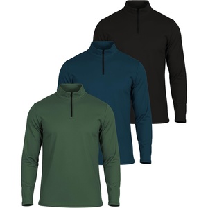 image:image3 Pack Mens Mesh Quarter Zip Pullover Shirts Long Sleeve Dry Fit Golf GymSet 2
