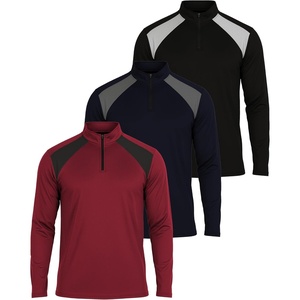 image:image3 Pack Mens Mesh Quarter Zip Pullover Shirts Long Sleeve Dry Fit Golf GymSet 8