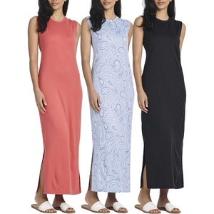 image:image3 Pack Womens Maxi Tank Dress Sleeveless Sundress Long Casual Beach PocketSet 4