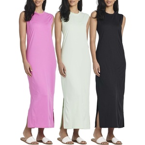 image:image3 Pack Womens Maxi Tank Dress Sleeveless Sundress Long Casual Beach PocketSet 5