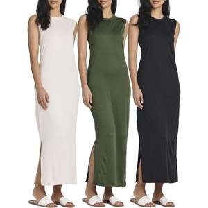 image:image3 Pack Womens Maxi Tank Dress Sleeveless Sundress Long Casual Beach PocketSet 7