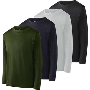 image:image4 Pack Boys Dry Fit Long Sleeve T Shirts Athletic Crew Neck Kids Teen TopsSet 1