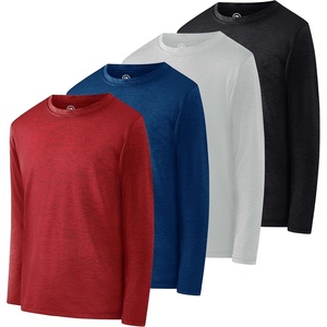 image:image4 Pack Boys Dry Fit Long Sleeve T Shirts Athletic Crew Neck Kids Teen TopsSet 3