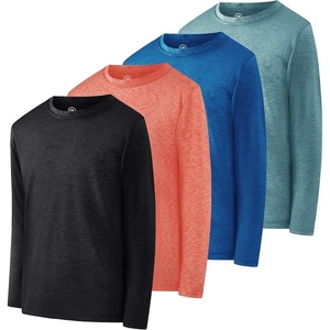 image:image4 Pack Boys Dry Fit Long Sleeve T Shirts Athletic Crew Neck Kids Teen TopsSet 8