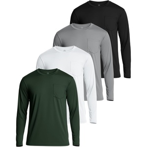 image:image4 Pack Mens Long Sleeve Dry Fit T Shirts Pocket Fishing Workout UPF 50 SunSet 13