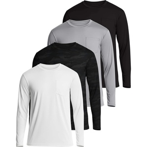 image:image4 Pack Mens Long Sleeve Dry Fit T Shirts Pocket Fishing Workout UPF 50 SunSet 5