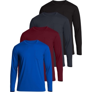 image:image4 Pack Mens Long Sleeve Dry Fit T Shirts Pocket Fishing Workout UPF 50 SunSet 8