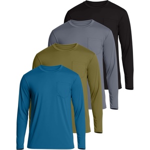 image:image4 Pack Mens Long Sleeve Dry Fit T Shirts Pocket Fishing Workout UPF 50 SunSet 9