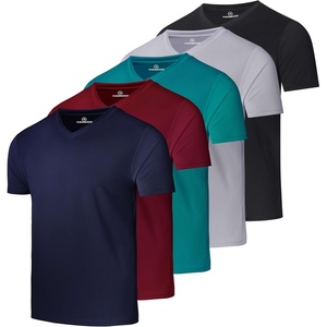 image:image5 Pack Mens Mesh V Neck T Shirts Dry Fit Athletic Workout Gym Running TeesSet 12